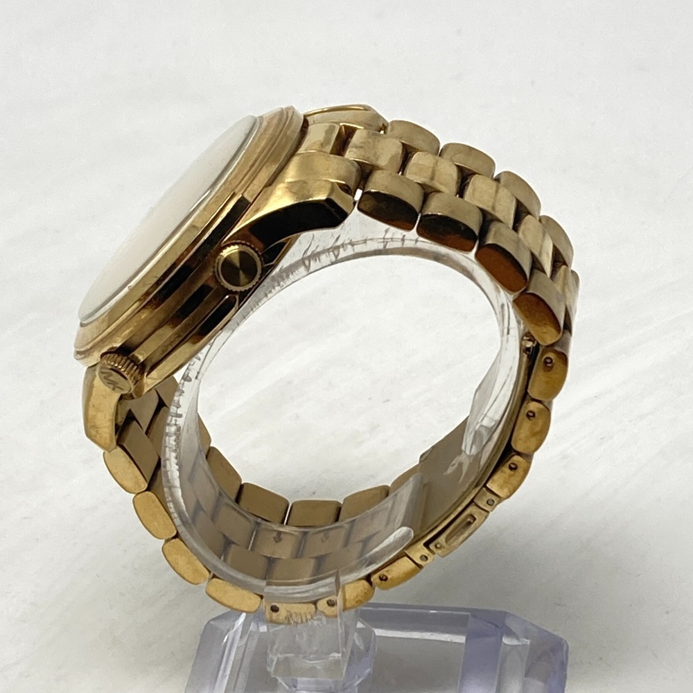 Michael Kors Watch Men 45mm Gold Tone Date World Time MK5960 100M New Battery 7" - Picture 6 of 15